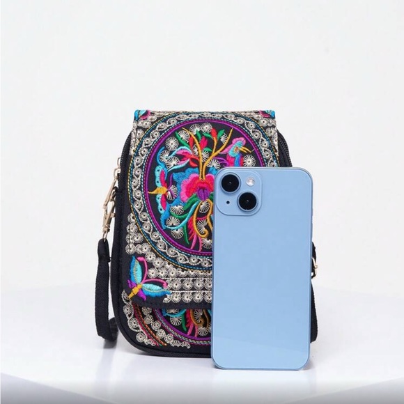 ✨NEW Bohemian Embroidered Multicolor mini Crossbody bookbag - Picture 5 of 9